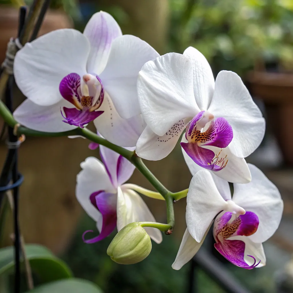 Exquisite orchid elegance in white and purple